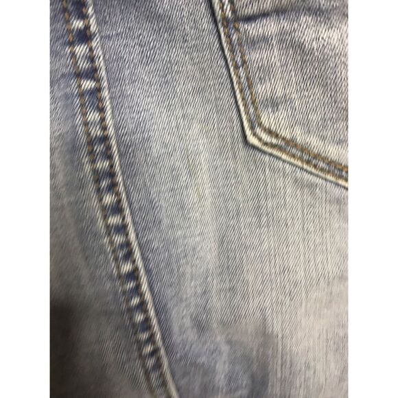 Driftwood Stef Embroidered Mini Denim Jean Raw Hem Skirt Size 24 - Picture 9 of 10